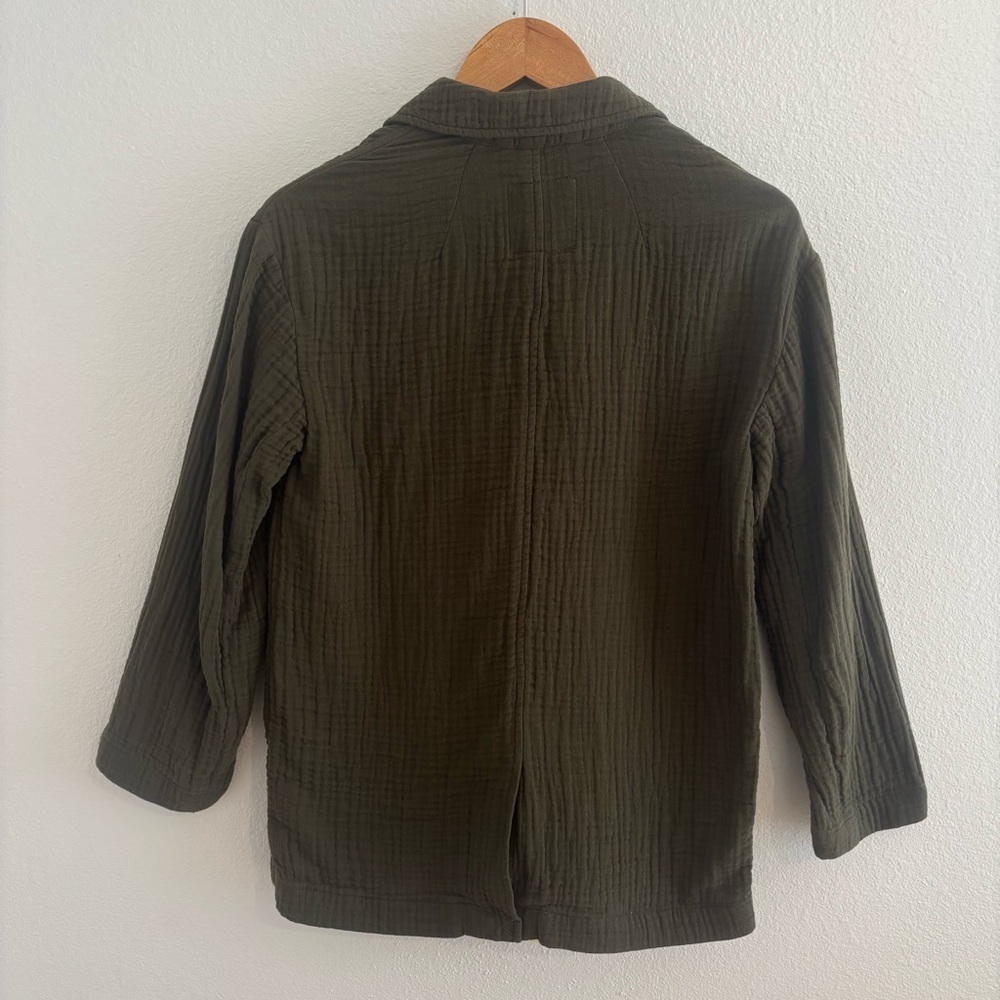 Madewell Gauze Crinkle Blazer Jacket Size XS Olive Green 100% Cotton - Picture 4 of 13